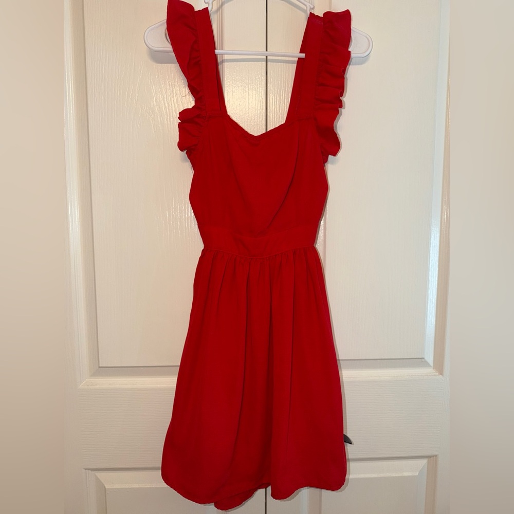 Red Ruffled Sleeveless Dress
